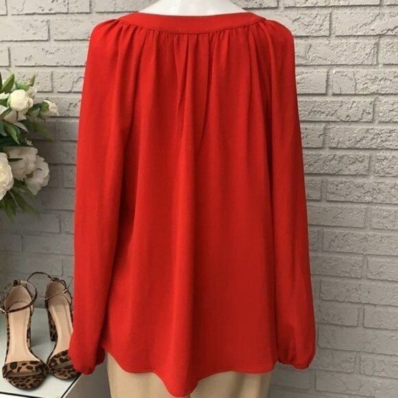Spense Red Long Sleeve Blouse Size M - Picture 6 of 8